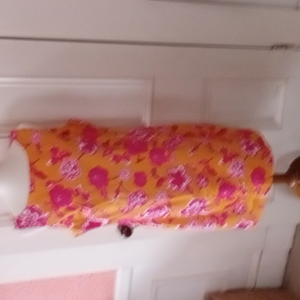Jones New York pink and orange floral shift dress, size 14